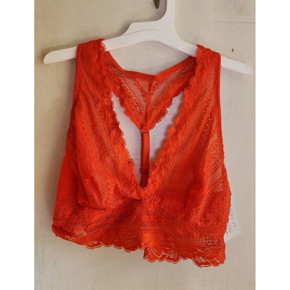 New Auden Women's Orange Lace Bralette Racerback Adjustable Straps Size S